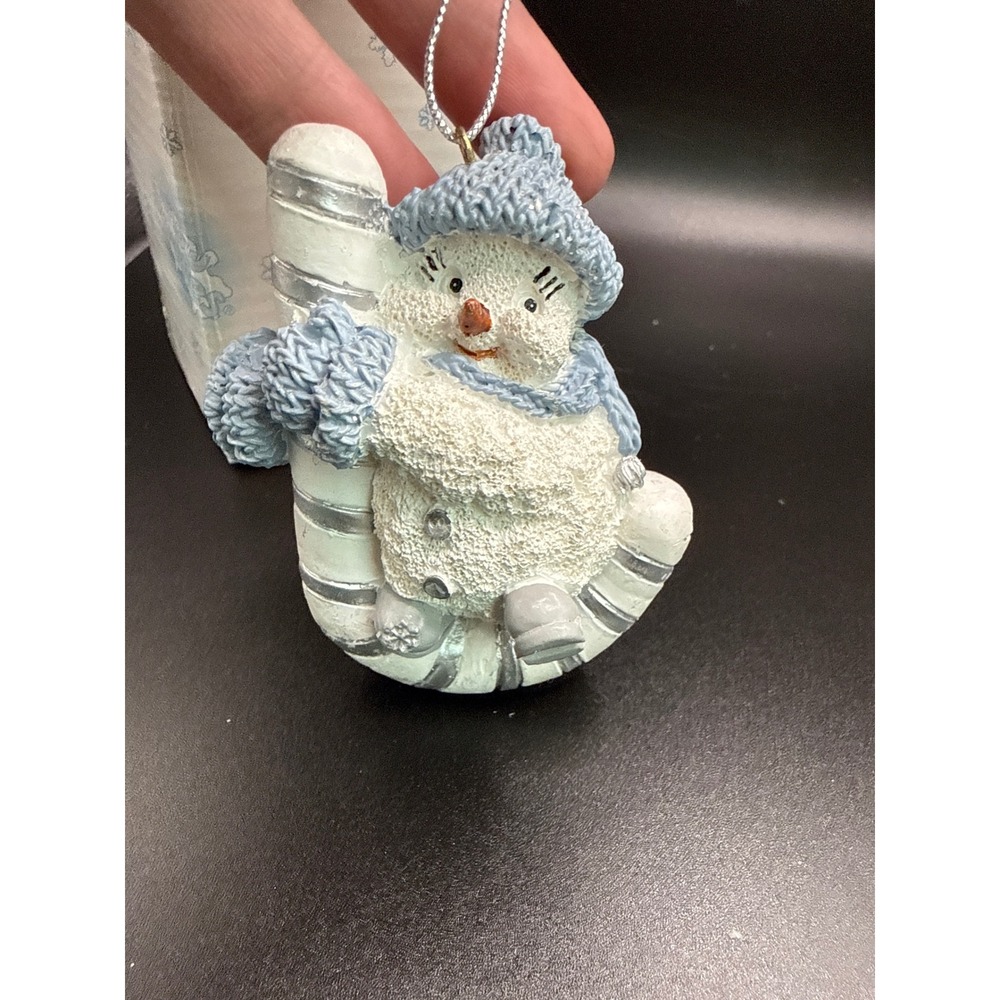 Snow Buddies Buddy on Candy Cane Snowman Ornament 3" 97504  1999